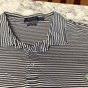 4XB RL Polo black and white striped short sleeve